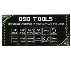 3 VNT. LANKSČIŲ TELESKOPINIŲ TERKŠLIŲ RINKINYS 1/4″, 3/8″ IR 1/2″ DS1371