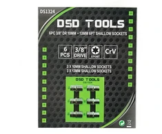 6 VNT. 3/8" JUNGTIES 10 mm + 13 mm TRUMPOS GALVUTĖS DS1324