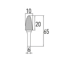 Arch pointed nose rotary burr G; 10x20