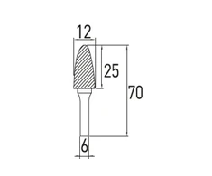 Arch pointed nose rotary burr G 12x25