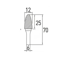 Arch round nose rotary burr F; 12x25