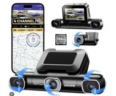 AZDome M660 2K 1440p + 3x 1080p, GPS, Wi-Fi, 128GB, valdymas balsu - vaizdo registratorius su keturiomis kameromis