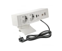 Baldų lizdas BAR, 2x schuko lizdas, 1xUSB A, 1xUSB C. 1xRJ45, 1xHDMI,, kabelis 1,5 m, vnt.