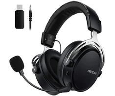 Belaidės ausinės žaidimams Mpow MPBH415 Air 2.4G, juodos-sidabrinės