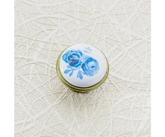 Blue Porcelain knob 0728-J4 A-Mėlyna Rose antyque sidabrinis