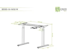 BSSD-10-16/22 W Manual Sit-Stand Desk Frame, Baltas, 73 to 123 x 100 to 160cm