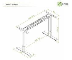 BSSD-L10-18/12 B 2 Stage Motorized Table Base, Juodas, Metal, 10 to 160x71 to 121x50cm