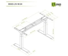 BSSD-L10-18/24 G Dual Motor Electric Sit-Stand Desk Frame, 3-Stage, pilkas