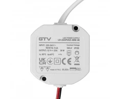 Can LED power supply 12V,30W, input 220-240VAC, IP20, dim. 59x59x28 mm with 200mm wires