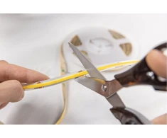 COB LED Strip 24V shrink, 480LEDs/m,8mm, 10W/m, waterproof, cool baltas, 2x1m mini amp cable