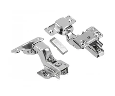 Concealed hinge with eccentric adjustment of arm and roller, clip on, without euro screws