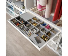 Drawer Elite with organizer 600 mm with soft closing, baltas