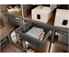 Drawer Elite with rattan basket 900 mm with soft closing, pilka anthracite