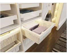 Drawer Elite with rattan basket 900 mm with soft closing, baltas