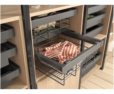 Drawer Elite with wire basket 600 mm with soft closing, pilka anthracite