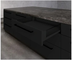 Drawer GTV AXIS PRO H=84, L=500, soft-close, side with glass, juodas
