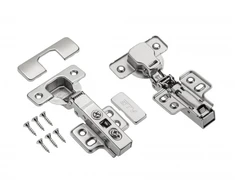 ECHC hydraulic hinge, straight + H=0 slide with 4 holes, without direct fixing screws