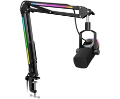 FIFINE AmpliGame AM8 PROT laidinis mikrofonas su stovu ir RGB apšvietimu USB/XLR (Pažeista pakuotė)