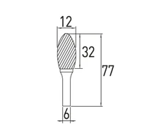 Flame rotary burr H, 12x32