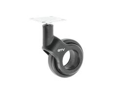 Furniture roll GTV STRADA, H=92,5 mm, dia60 mm, without brake, plastikas + steel, juodas