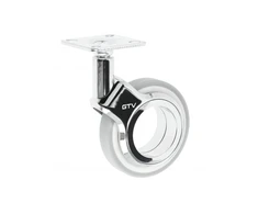 Furniture roller GTV GIRA, H=107 mm, dia75 mm, without brake, plastikas + steel, chrome + gr