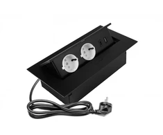 Furniture socket 2x schuko socket, USB A+C, without cable, juodas