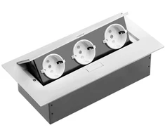 Furniture socket, 3xSHUKO, cable 1.5 m, baltas