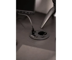 Furniture socket RONDO, 1xSHUKO, 1xUSB-A, 2xUSB-C, HDMI, RJ45 cable 1.5 m, juodas