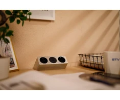 Furniture socket SOFITO, 2xSHUKO, USB A+C, cable 1.5 m, stainless steel