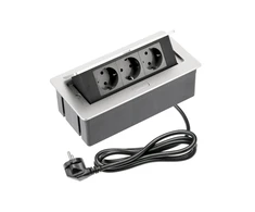 Furniture socket SOFT, 3xSHUKO, cable 1.5 m, aluminum