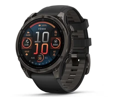 Garmin Išmanusis laikrodis Fenix 8 – 47 mm, AMOLED Sapphire, Pilkos anglies spalvos DLC titanas su juodai pilkos spalvos