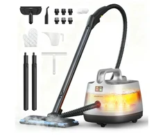 Garų valytuvas Aspiron AS-CA019, 2000 W, 1,5 l, 4 bar, su grindų šepečiu ir priedais, sidabrinis