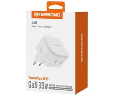 Greito įkrovimo adapteris su 2 x USB-C, Riversong PowerKub G35, baltas