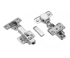 Hydraulic cup hinge straight with eccentric adjustment of arm and roller, with short cylin
