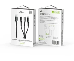 Įkrovimo kabelis telefonams Digitalome YCB-12 3 in 1 USB-C, Lightning, micro USB