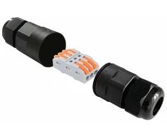 Eurolight Jungtis hermetiška laidams 2polių užspaudžiami kontaktai 250V 16A 0.5-2.5mm2 IP68