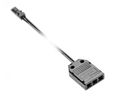 Jungtis LED apšvietimui, platintuvas juodas, 3 lizdai su 2 m AWG24 kabeliu ir mini stiprin