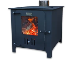 Krosnelė - židinys "Buržuika" Kalmetal 8kW su šamotu ir rinkėmis