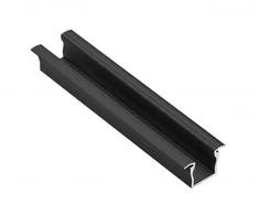 LED aliuminio profilis su GLAX mini flanšu, aukštas 12,5 mm, juodas, matinis, 2 m (įleidži