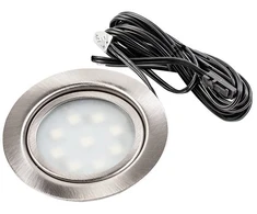 LED eyelet for LED pans inox, 9 led 5050, 1.6W, warm baltas, cable 2m with mini amp male