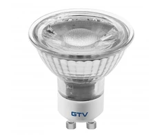 LED lemputė 5W, GU10, SMD 2835, šiltai balta, AC220-240V, stiklinė, spindulio kampas 38*,