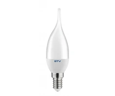 GTV LED lemputė, A-G, C30L, SMD 2835, 3000K, E14, 6,0W, AC180-250V, 160°, 520lm, 52mA