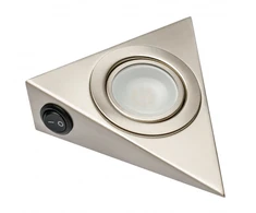 LED triangular luminaire with switch, inox, 12V, 1.8W, cold baltas, 2m cable and mini amp m