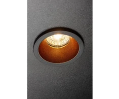 Lubinis taškinis šviestuvas ELVA, IP54, apvalus, Ø85x45mm, juodas / varinis