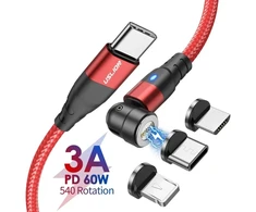 Magnetinis laidas 540° BlackBird USB-C to Lightning, Micro USB,USB-C, 60W PD