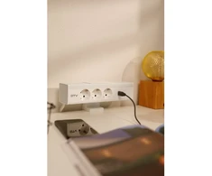 Nico furniture socket, 3 x Schuko socket, USB A+C, 1.5m cable, baltas with mounting