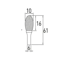 Oval rotary burr E, 10x16