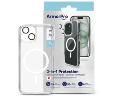 Permatomas 2in1 MagSafe telefono dėklas ArmorPro skirtas iPhone 15