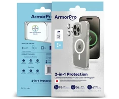 Permatomas 2in1 MagSafe telefono dėklas ArmorPro skirtas iPhone 15 Pro