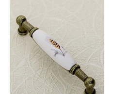 Porcelain handle 728B C=96mm antique brass K-wheet